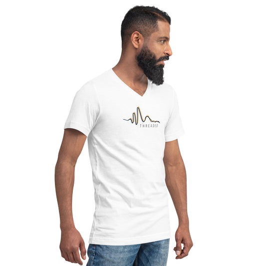 Unisex Threaded Short Sleeve V-Neck T-Shirt